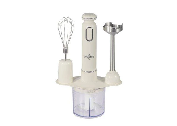 Swiss Haus - Elektrisk stavblendersæt 600W / Chopper 500ml - Rustfrit stål - Creme