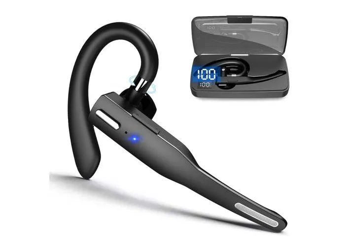 YYK525 Trådløst Bluetooth Headset med opladerbox - Til bil / kontor - Sort