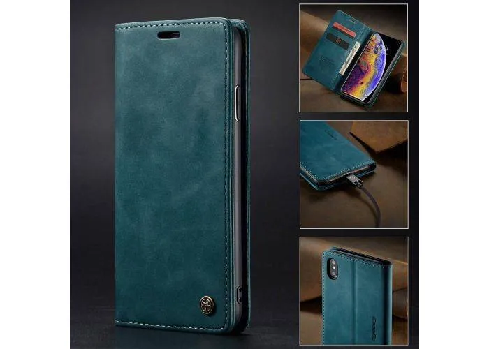 iphone XS Max - CASEME læder cover / pung - Blå