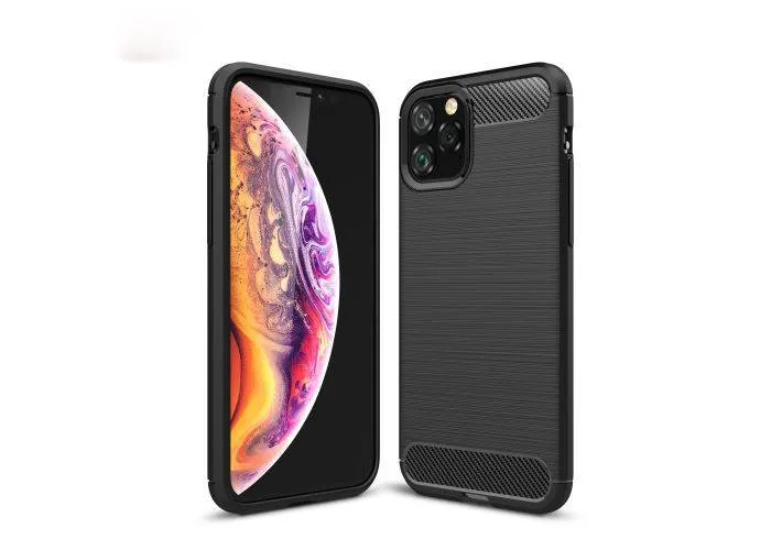 iPhone 11 Pro - Gummi cover i Børstet Design - Sort