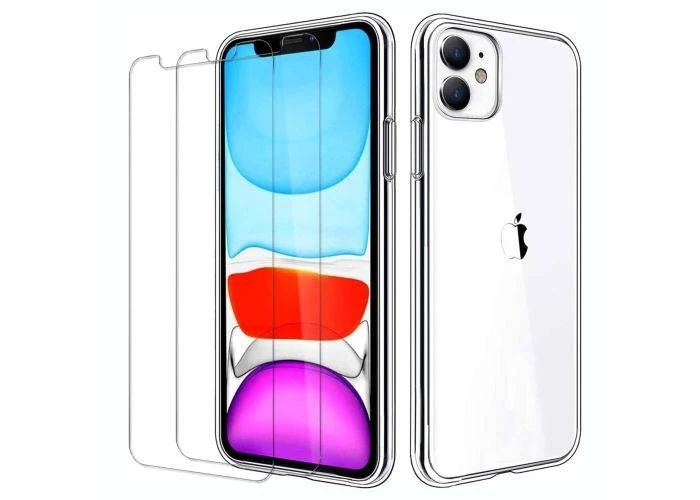 iPhone 11 - Gummi cover inkl hærdet beskyttelsesglas - Transparent