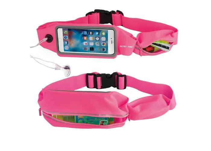 Universal Løbe bæltetaske til iphone/smartphones op til 160x80 mm - Rosa