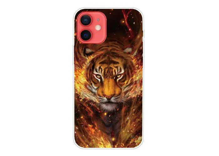iPhone 13 mini - Gummi cover - Printet design - Tiger & ild