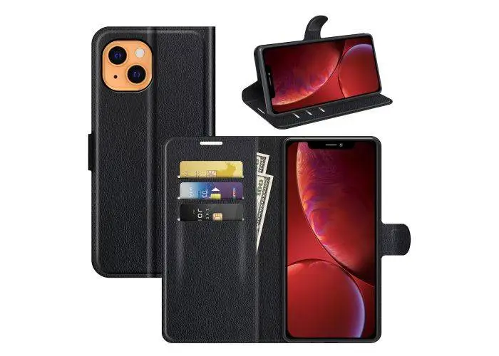 iPhone 12 mini - Læder cover / pung - Sort