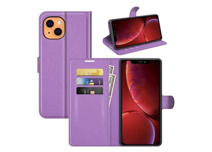 iPhone 12 mini - Læder cover / pung - Lilla