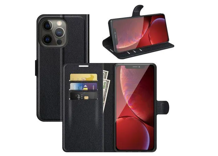 iPhone 13 Pro - Læder cover / pung - Sort