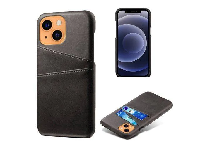 iPhone 13 mini - KSQ læder Hard cover med kortholdere - Sort