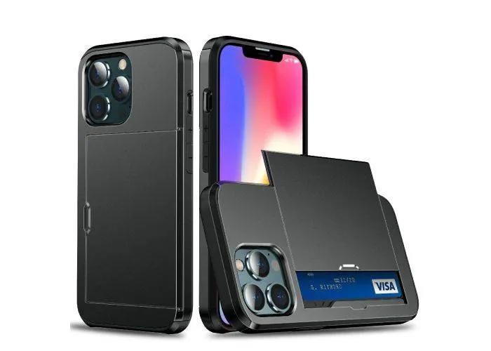 iPhone 13 - Armor Hybrid cover med Kortholder - Sort