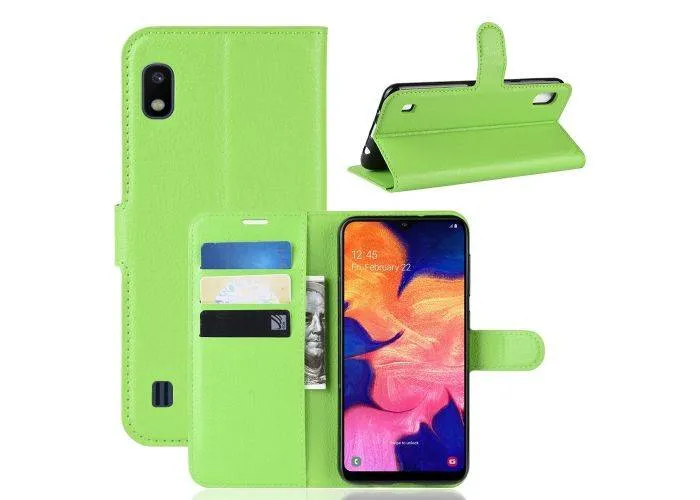 Samsung Galaxy A10 - Læder cover / pung - Grøn