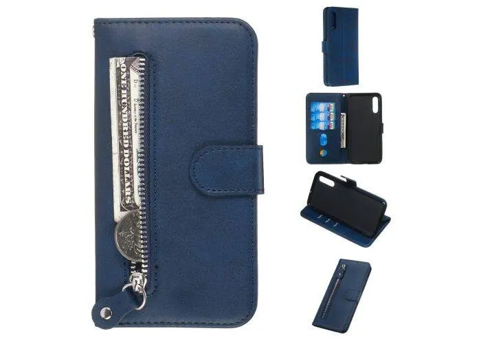 Samsung Galaxy A50/A50s/A30s - Læder cover / pung med udvendig lomme - Blå