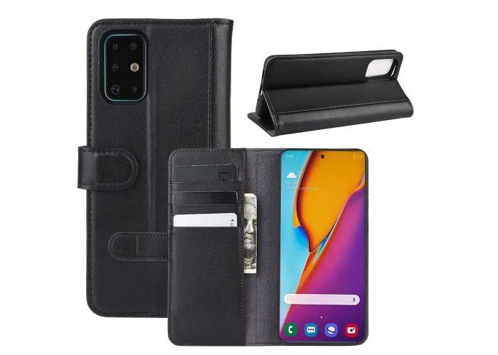 Samsung Galaxy S20 Plus / S20 Plus 5G - Ægte læder cover / pung - Sort