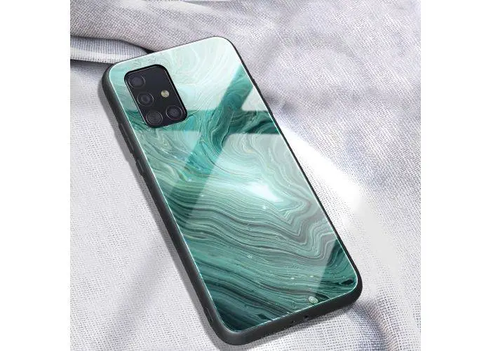 Samsung Galaxy A51 - Hardcover med hærdet glas bagside i Marmor Design - Style B