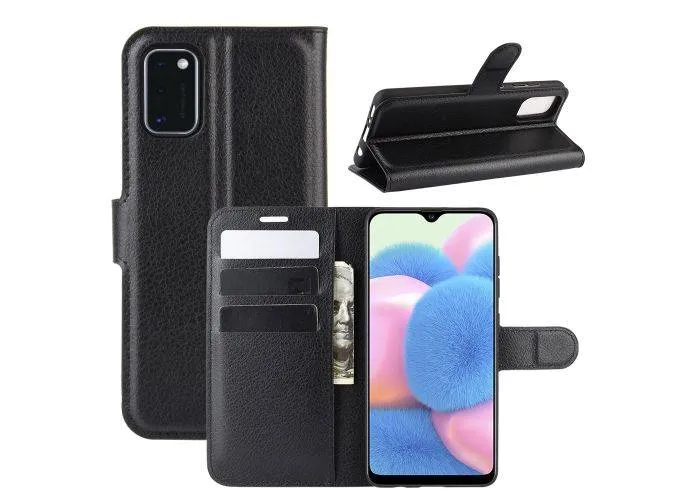 Samsung Galaxy A41 - Læder cover / pung - Sort