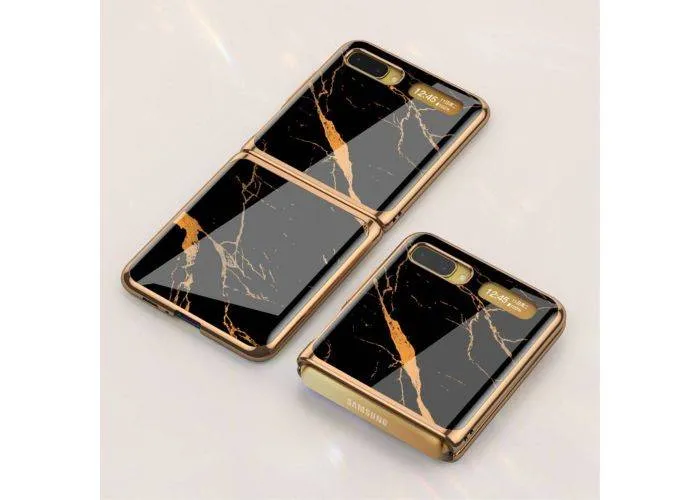 Samsung Galaxy Z Flip - GKK Hard cover - Design Hærdet glas - Sort/guld