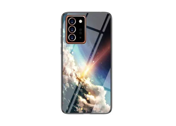 Samsung Galaxy Note 20 Ultra / Ultra 5G - SKY Hybrid cover med bagside af hærdet glas - Lys himmel