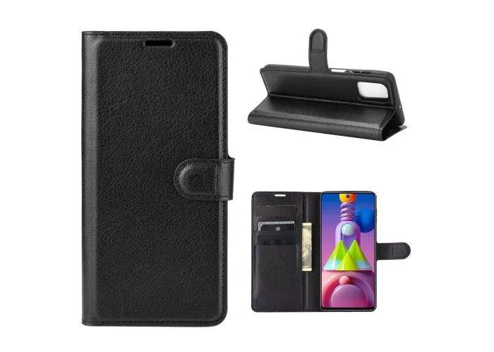 Samsung Galaxy M51 - Læder cover / pung - Sort