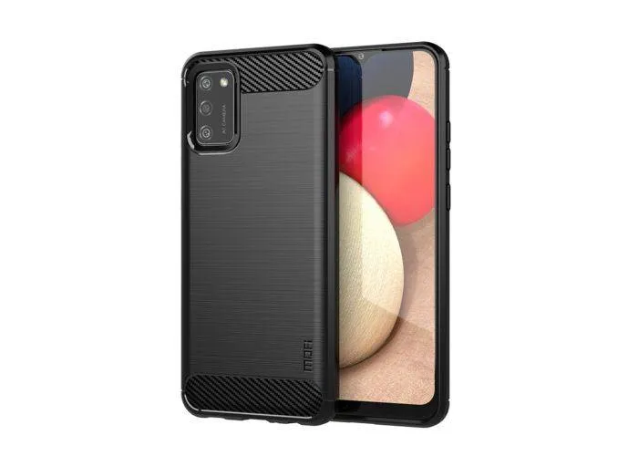 Samsung Galaxy A02s - MOFI gummi cover - Børstet design - Sort