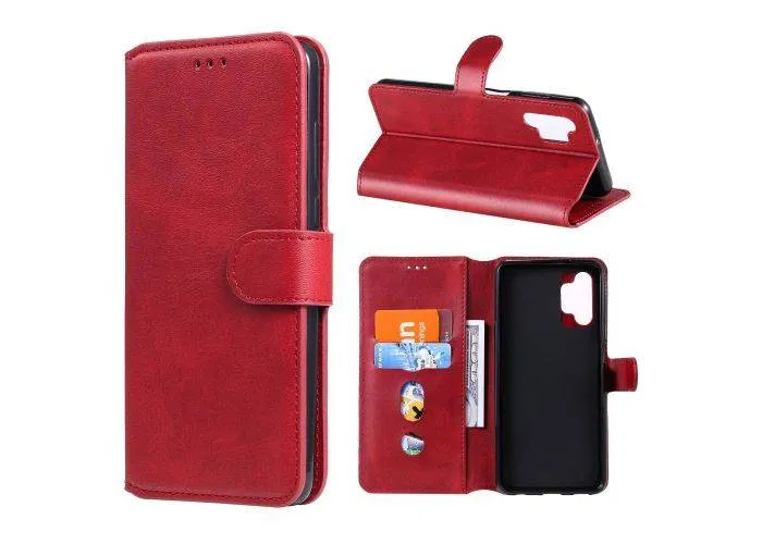 Samsung Galaxy A32 5G - Classic læder cover / pung - Rød