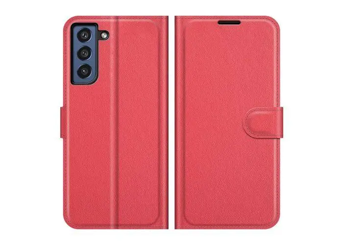 Samsung Galaxy S21 FE 5G - Læder cover / pung - Rød