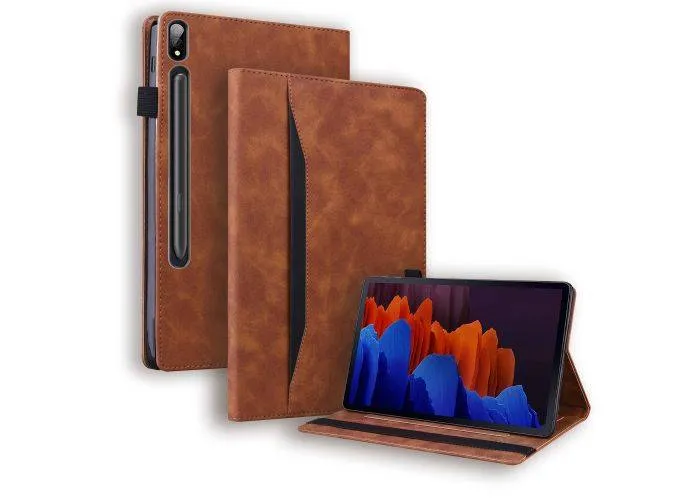 Samsung Galaxy Tab S8 Plus / Tab S8 Plus 5G / Tab S7 Plus - Læder cover m/wake up/sleep funktion - Brun
