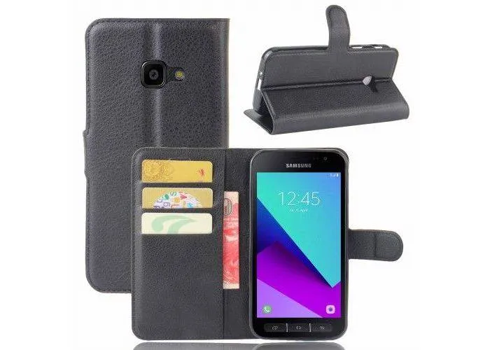 Galaxy Xcover 4 / 4S - læder cover / pung - Sort