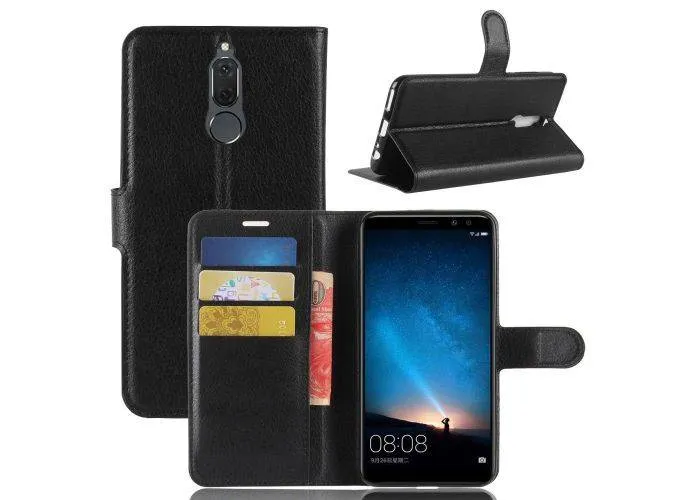 Huawei Mate 10 Lite - læder cover / pung - Sort