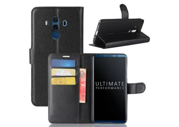 Huawei Mate 10 Pro - Læder cover / pung - Sort