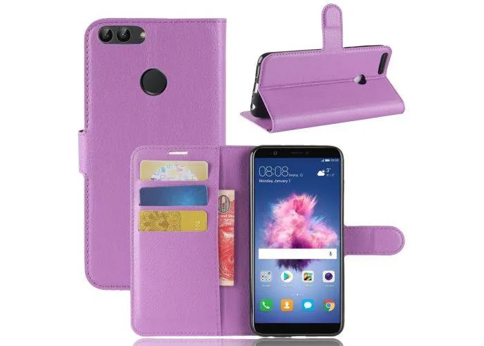 Huawei P Smart - Læder cover / pung - Lilla