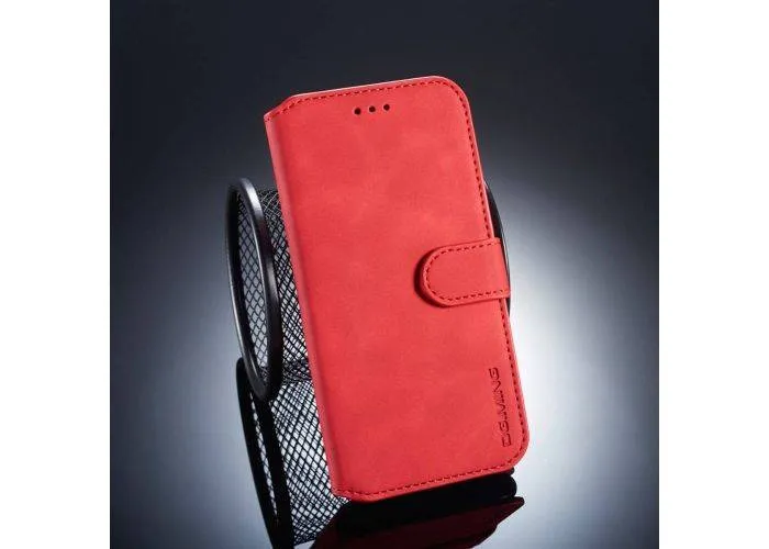 Huawei P20 Lite - DG MING Retro læder cover / pung - Rød