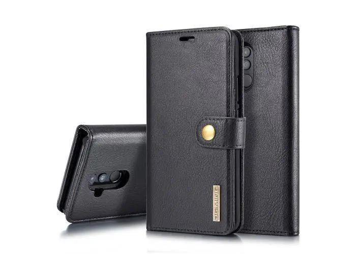 Huawei Mate 20 Lite - DG MING 2-i-1 Ægte læder cover/pung - Aftagelig - Sort