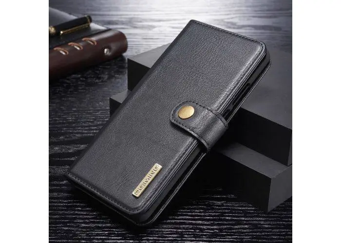 Huawei P30 Pro - DG MING 2-i-1 Ægte læder cover / pung - Aftagelig - Sort