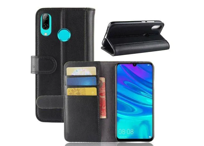 Huawei P30 Lite - Ægte læder cover / pung - Sort