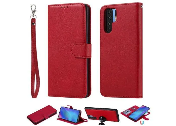 Huawei P30 Pro - Læder cover / pung 2-i-1 design - Aftagelig - Rød