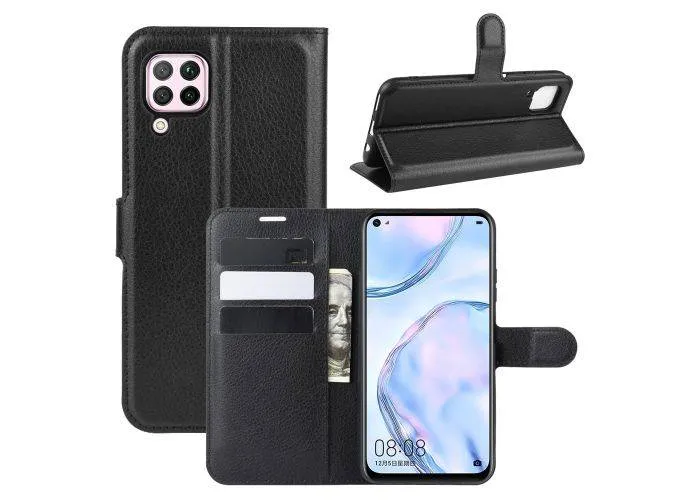 Huawei P40 Lite - Læder cover / pung - Sort