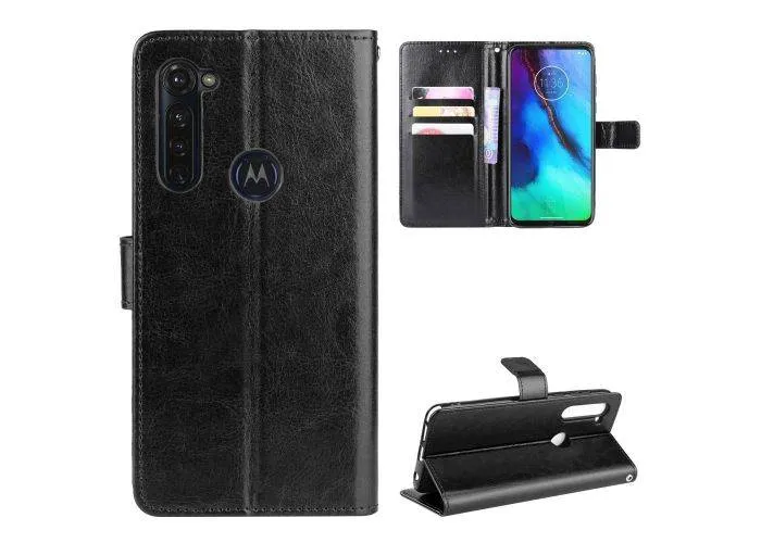 Motorola G Stylus / G pro - Læder cover / pung - Sort