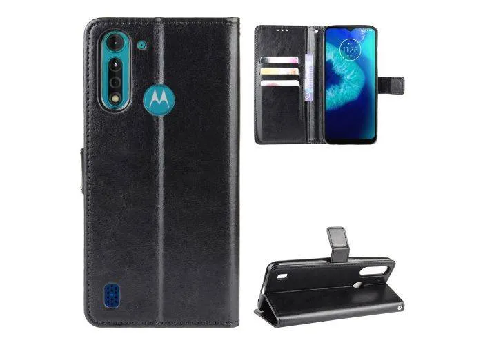 Motorola G8 Power Lite - Læder pung / cover - Sort