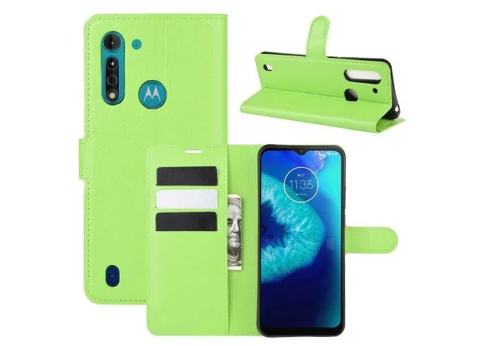Motorola G8 Power Lite - Læder cover / pung - Grøn