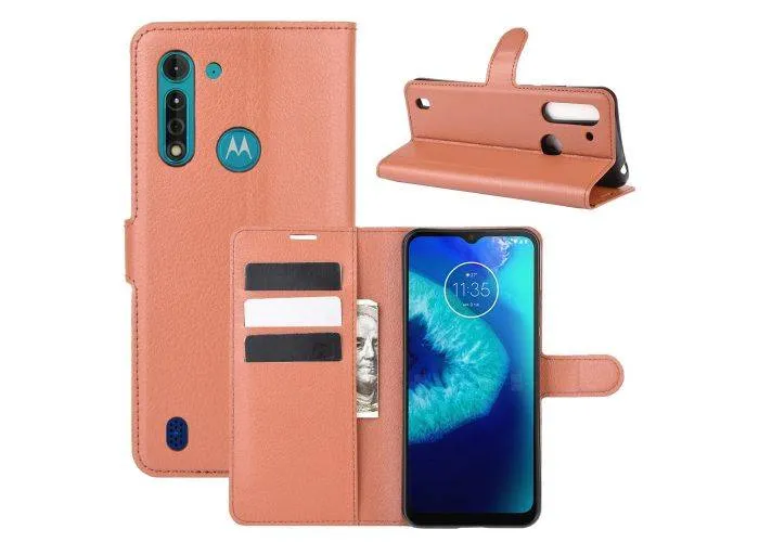 Motorola G8 Power Lite - Læder cover / pung - Brun