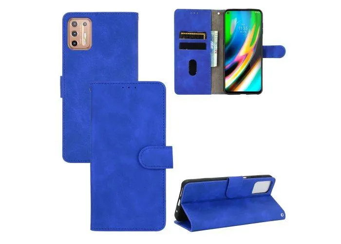 Motorola G9 Plus - Classic læder cover / pung - Blå