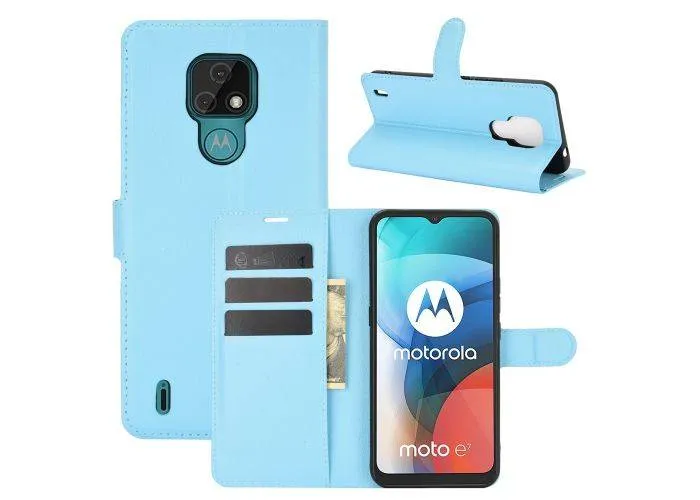 Motorola E7 - Læder cover / pung - Blå