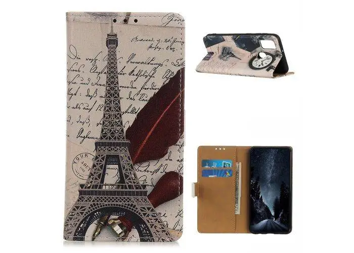 Motorola G30/G20/G10 - Læder cover / pung - Printet Design - Tårn & Fjer