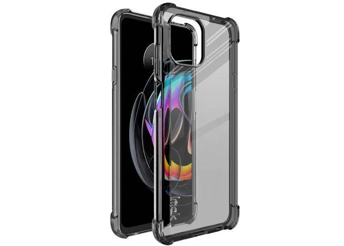 Motorola Edge 20 Lite - IMAK gummi cover inkl. Skærmbeskytter - Transparent/Sort