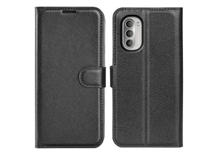 Motorola G51 5G - Læder cover / pung - Sort