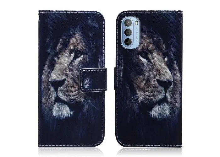 Motorola G31/G41 - Læder cover / pung - Printet design - Løve
