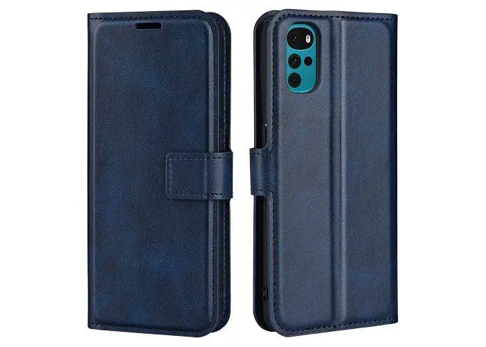 Motorola G22 - Classic læder cover / pung - Blå