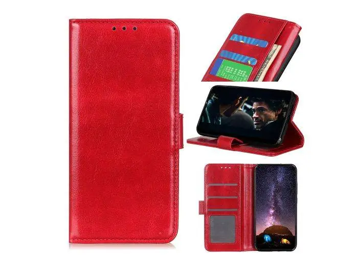 Xiaomi Redmi 9A - Classic læder cover / pung - Rød