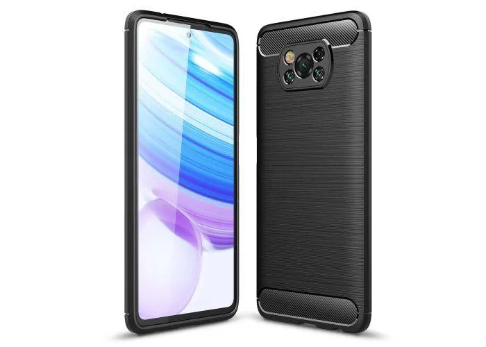 Xiaomi Poco X3 NFC / Poco X3 / Poco X3 Pro - Fleksibel gummi cover - Børstet design - Sort