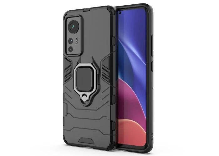 Xiaomi 12/12X - Shockproof Hybrid cover m/Kickstand - Sort