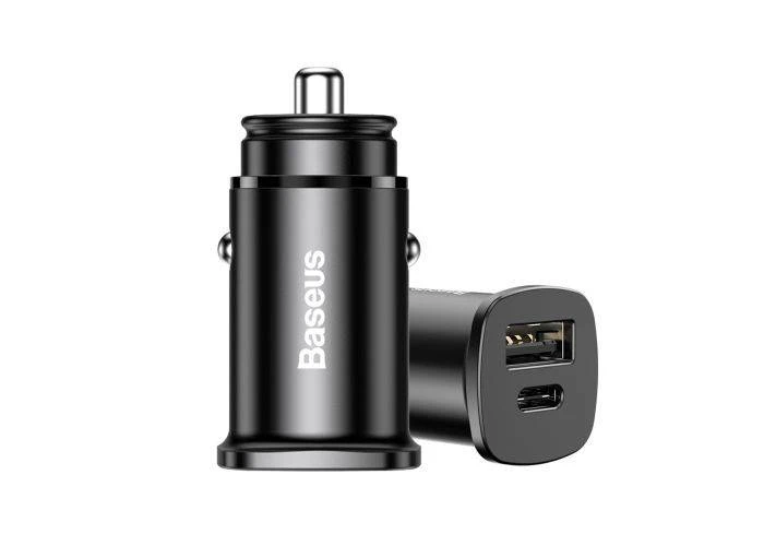 BASEUS PPS - Quick charge - Dual USB bil oplader med USB port + Type-C port - Sort