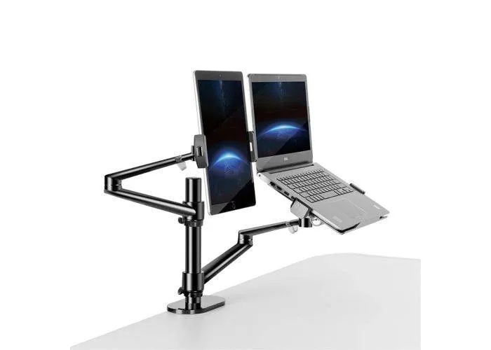 WERGON - Konrad - Justerbar Dual holder - Til en Laptop 11-17" + en Monitor skærm Max 32"  - Sort